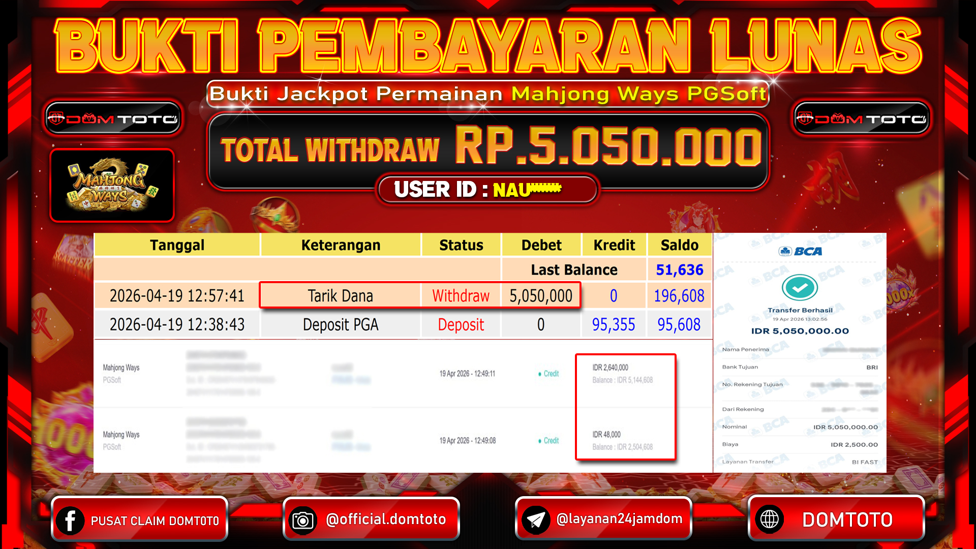 JACKPOT SLOT Mahjong Ways PGSoft 19 APRIL 2026